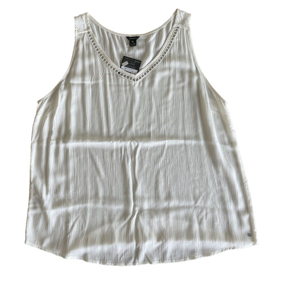 Eddie Bauer Thistle Tank with Cutwork Detail on V-Neck - NWT - Sz XXL, Cream - Picture 2 of 9